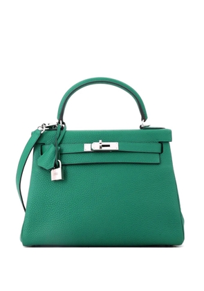 Hermès Pre-Owned Kelly Handbag Green Togo with Palladium Hardware 28 satchel