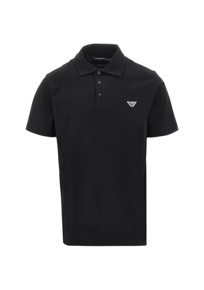 Emporio Armani logo-patch jersey polo shirt - Black
