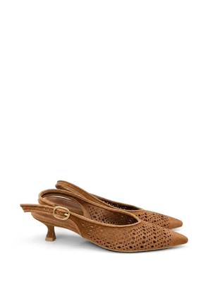 Poche Paris perforated-suede slingback pumps - Brown