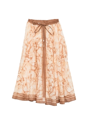 ZIMMERMANN midi Indra tie-dye drawstring skirt - Neutrals