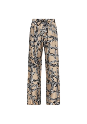 LOEWE Anagram-print silk trousers - Neutrals