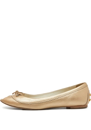 Tod's Vintage peep-toe leather ballet flats - Neutrals