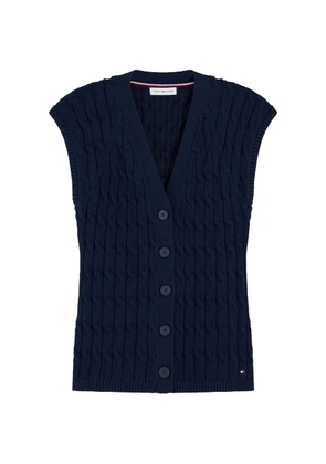 Tommy Hilfiger cable-knit sleeveless cardigan - Blue