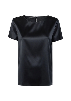Emporio Armani satin-finish short-sleeved top - Black