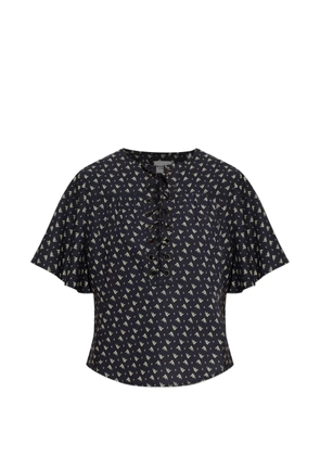 MARANT ÉTOILE Dianga lace-up printed top - Black