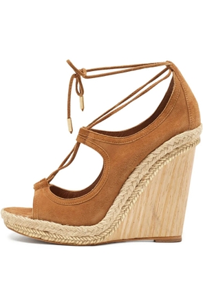 Aquazzura pre-owned 110mm Christy suede wedge sandals - Brown