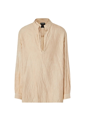 Zegna V-neck striped silk shirt - Neutrals