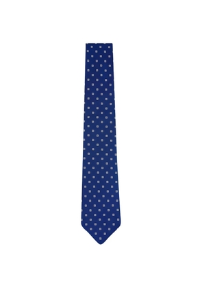 Kiton geometric-print silk tie - Blue