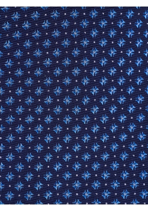 Kiton geometric-pattern silk tie - Blue