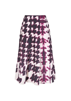 Odeeh abstract-print pleated skirt - Red