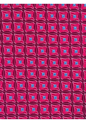 Kiton geometric-pattern silk tie - Red