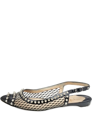 Christian Louboutin Pre-Owned patent leather studded slingback ballet flats - Black