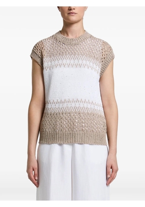 Peserico sequin-embellished open-knit sweater - Neutrals