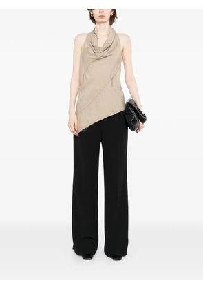 YEHUAFAN draped-neck top - Brown