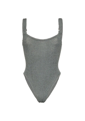 Hunza G Isolde Domino seersucker swimsuit - Grey
