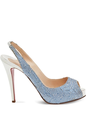 Christian Louboutin Pre-Owned 115mm striped slingback sandals - Blue
