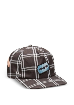 PDF check-pattern embroidered baseball cap - Black