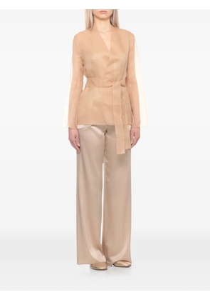 Antonelli Elia belted sheer-finish jacket - Neutrals