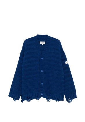 MM6 Maison Margiela distressed horizontal-stripe cardigan - Blue