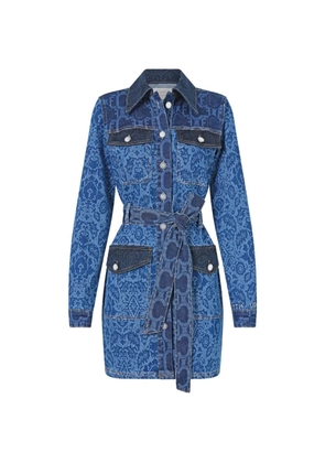 Camilla Jenna belted-waist cotton mini dress - Blue