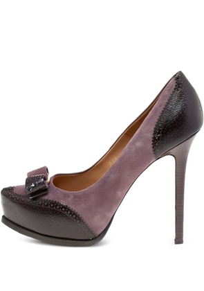 Ferragamo Pre-Owned 140mm bow-detail pumps - Purple
