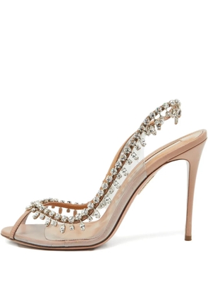 Aquazzura pre-owned 110mm Temptation rhinestone-embellished sandals - Neutrals