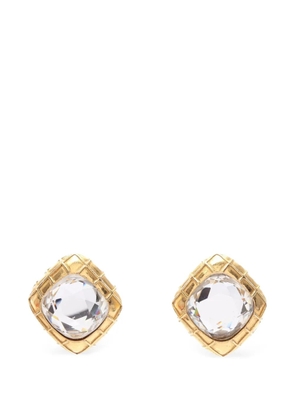CHANEL Pre-Owned 1986-1988 matelassé rhinestone earrings - Gold