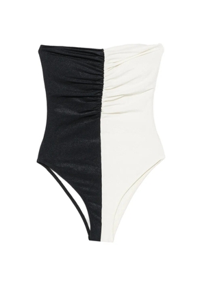 Água de Coco ruched two-tone swimsuit - Black