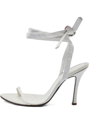 Sergio Rossi Vintage pre-owned 100mm rhinestone-embellished leather sandals - White