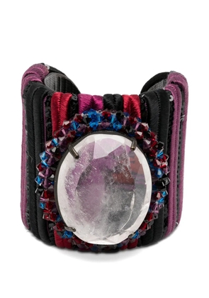 Giorgio Armani Pre-Owned 2000s crystal-embellished sequin-trim bracelet - Black