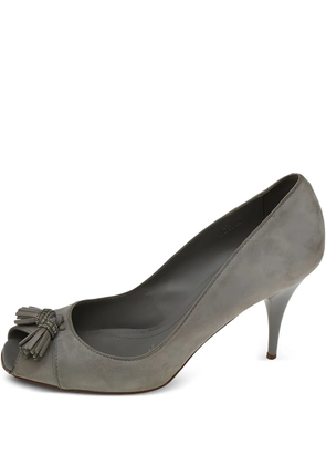 Tod's Vintage 90mm tassel-embellished peep-toe pumps - Grey