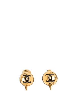 CHANEL Pre-Owned 1950-1970 CC Gold Plated Round Clip On Earrings costume earrings