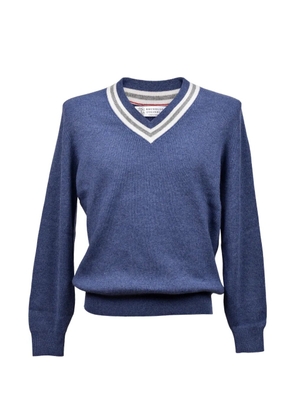 Brunello Cucinelli ribbed V-neck sweater - Blue