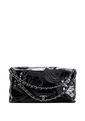 CHANEL Pre-Owned Tweed Petals Camellia Flap Bag Patent Maxi shoulder bag - Black