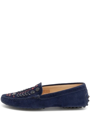 Tod's Vintage Pre-owned stud-embellished suede loafers - Blue