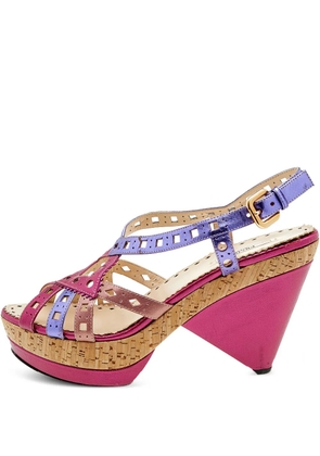 Prada Pre-Owned 115mm cut-out strap wedge sandals - Pink