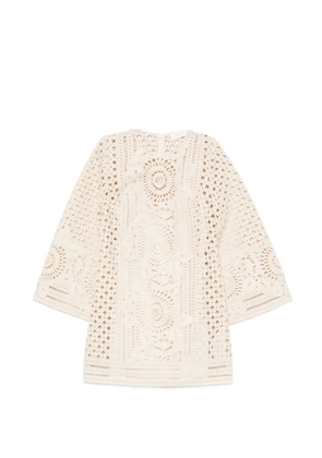 ZIMMERMANN ZIM INDRA EMBROIDERED MINI DRESS TEA