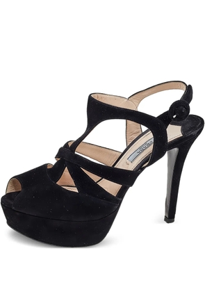 Prada Pre-Owned 115mm suede platform sandals - Black