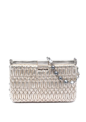 Miu Miu Pre-Owned 2010-2026 Matelasse Nappa Frame Crystal Chain shoulder bag - Silver
