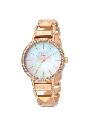 FERRE Milano Classic crystal-embellished 34mm watch - White