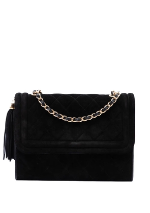 CHANEL Pre-Owned 1989-1991 Quilted Suede Tassel Flap crossbody bag - Black