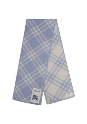 Burberry check brushed wool scarf - Blue