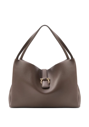 Ferragamo large Mia Gancini-plaque leather tote bag - Brown