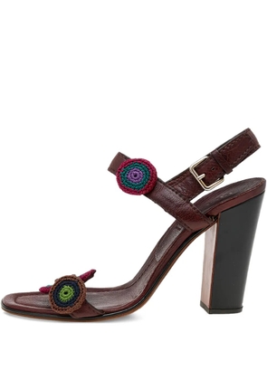 Prada Pre-Owned 105mm embroidered-detail sandals - Brown