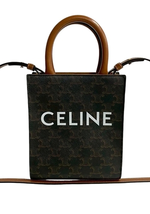Celine Pre-Owned 2021 Mini Triomphe Coated Canvas Vertical Cabas satchel - Brown