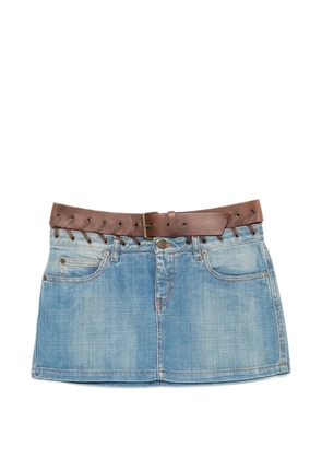 Alexander McQueen Pre-Owned 2000s belted lace-up mini skirt - Blue