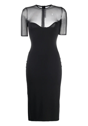 Off-White sheer-panel knee-length dress - Black