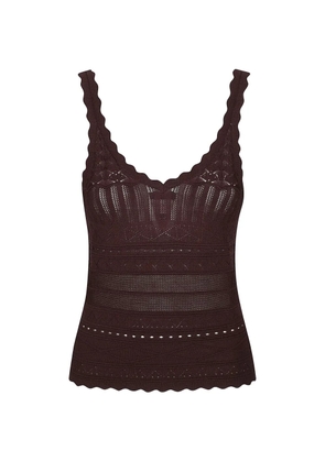 ERMANNO FIRENZE pointelle-knit scalloped-edge top - Brown