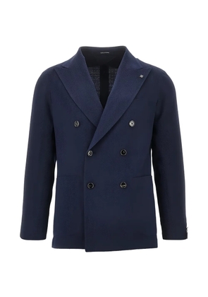Tagliatore herringbone double-breasted jacket - Blue
