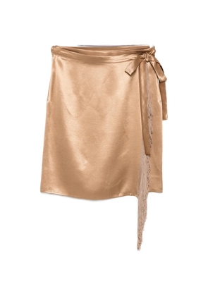THE NINA STUDIO fringe-trimmed wrap skirt - Neutrals